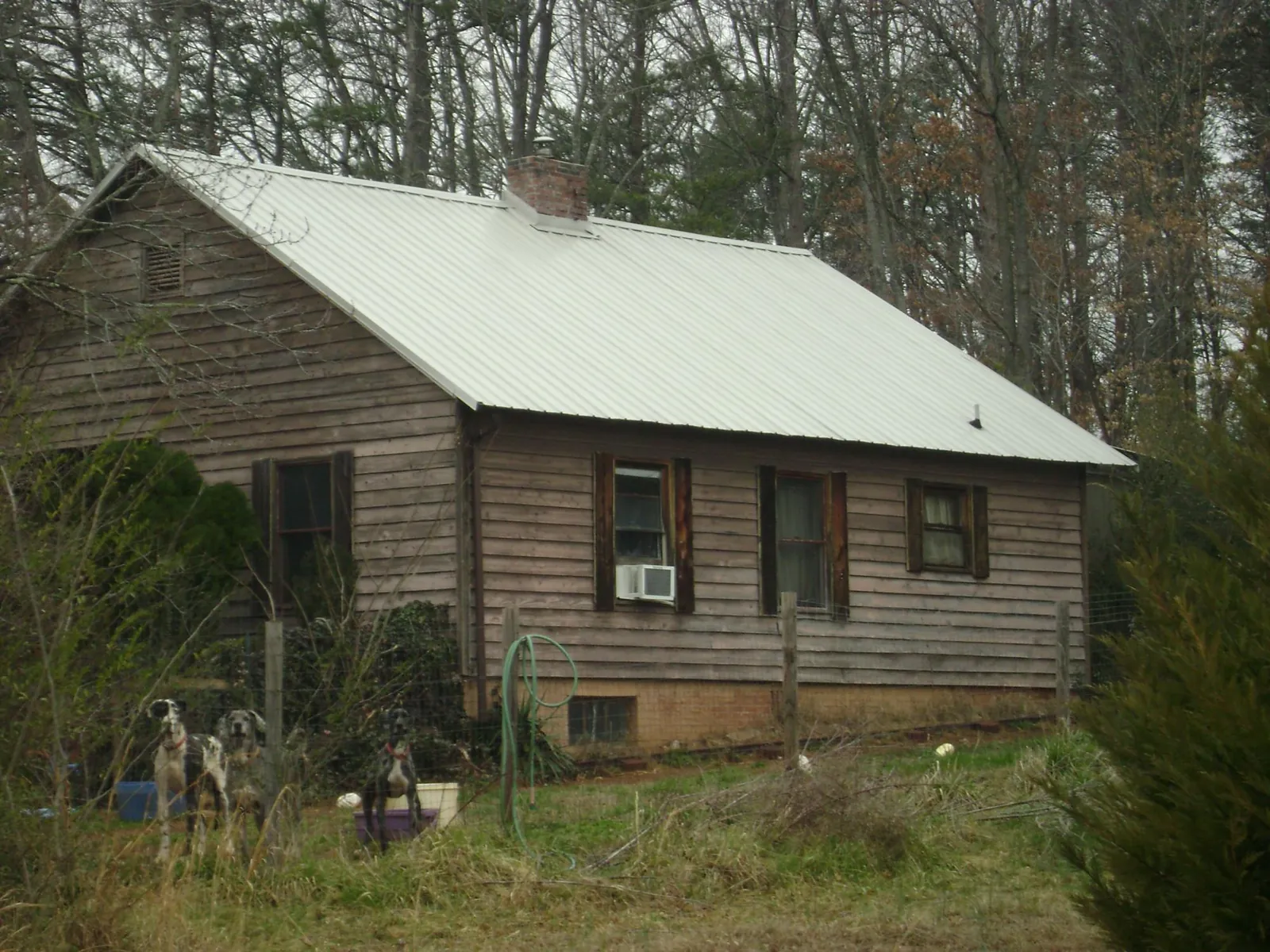 White metal roof on an old wood sided farmhouse, from a Asphalt Shingle Roof Repair job in Niceville